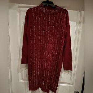 NWT Glistering Mock Neck Dress - Red Sz XL - Perfect for the Holidays!!